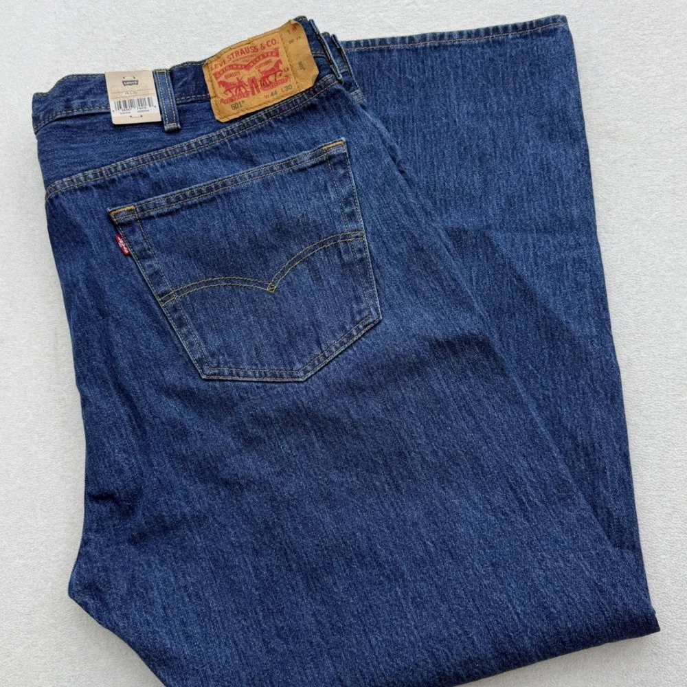 Levi's 501 Original Jeans Mens 44x30 Blue Straight Leg Button Fly 00501-0194